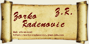 Zorko Radenović vizit kartica